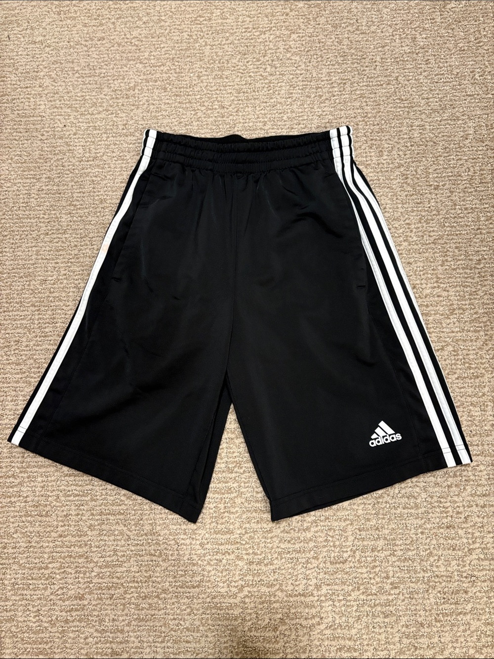 adidas Black Athletic Shorts with White Side Stripes